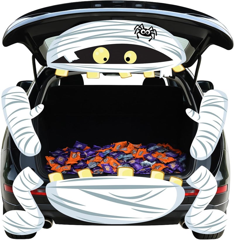 PARTYLOUD Store PARTYLOU Trunk or Treat Car Decorations Kit for SUV, Halloween Mummy Trunk or Treat Car Decorations Kit, Outdoor Halloween Garage Door Decorations - Image 1